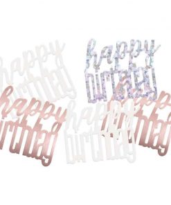 Glitz Rose Gold Happy Birthday Confetti